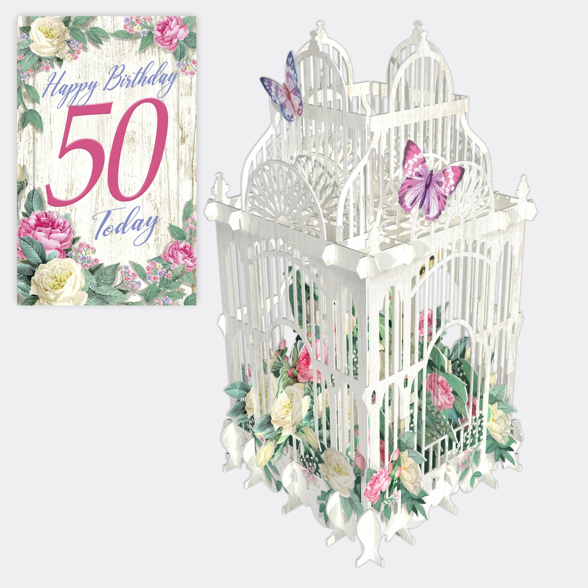 "50 Today Flower Cage" - 3D Pop Up Greetings Card