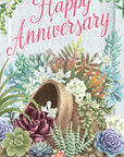 "Succulent Love" Happy Anniversary- 3D Pop Up Greetings Card