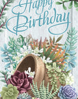 "Succulent Love" Happy Birthday- 3D Pop Up Greetings Card