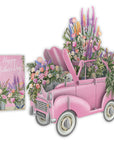 "Mother's Day Pink Flower Car" - 3D Pop Up Greetings Card