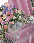 "The Pink Flower Car Wedding" - 3D Pop Up Greetings Card