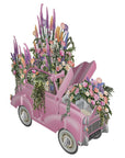 "The Pink Flower Car Wedding" - 3D Pop Up Greetings Card