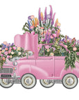 "The Pink Flower Car Wedding" - 3D Pop Up Greetings Card