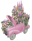 "The Pink Flower Car Wedding" - 3D Pop Up Greetings Card