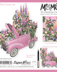 "The Pink Flower Car" - 3D Pop Up Greetings Card