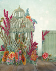 3D Pop Up Green Flower Cage Card 3D032