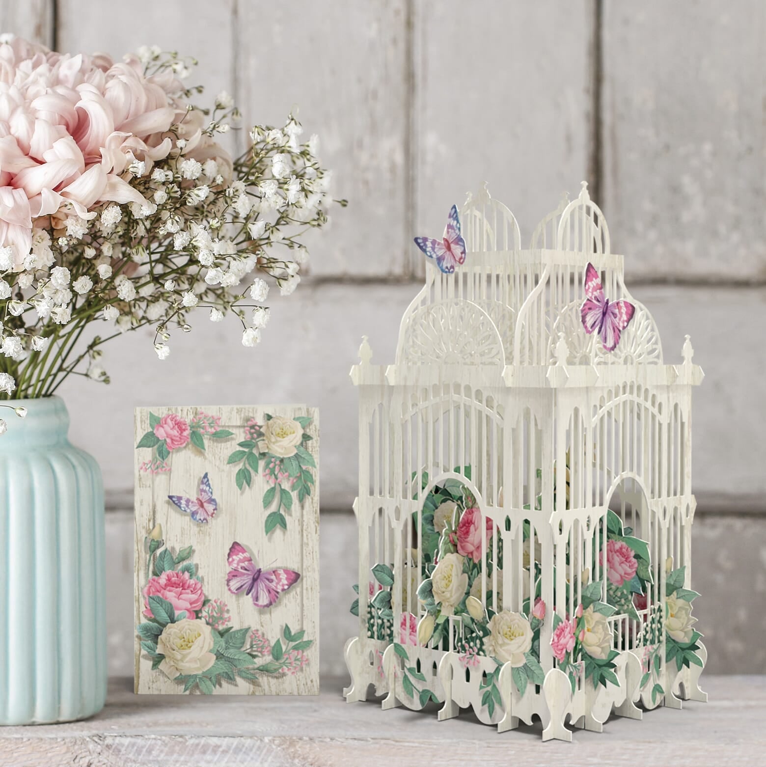 Me&McQ 3D Card Pop Up Card  Flower Cage 3D006