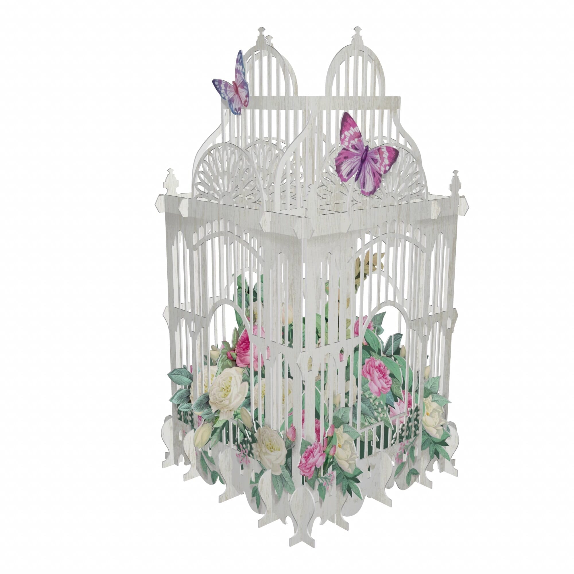 3D Pop Up Flower Cage White
