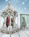 3D Pop Up Christmas Card Santa's White Lantern