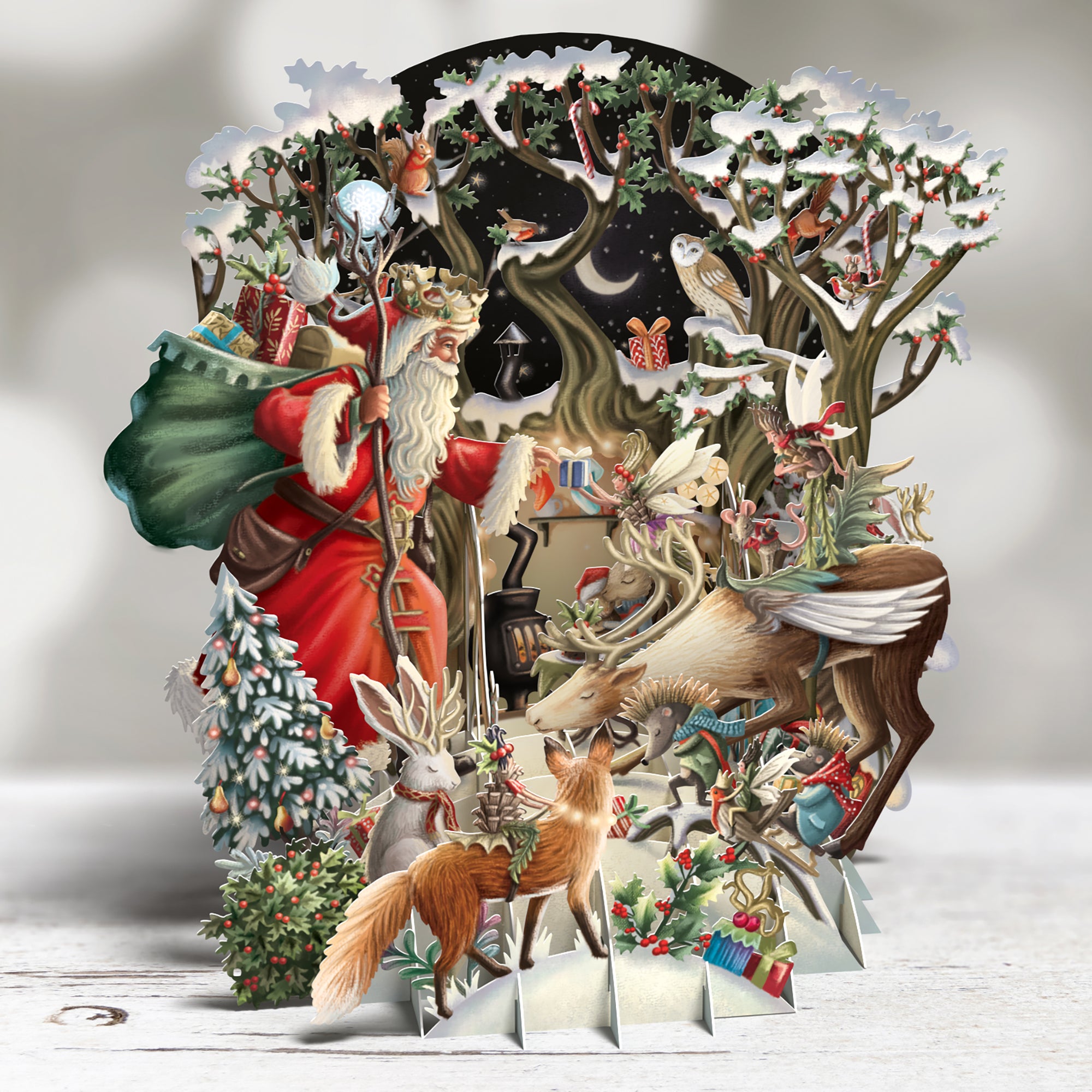 3D Pop Up Christmas Card Santa's Woodland XTW021