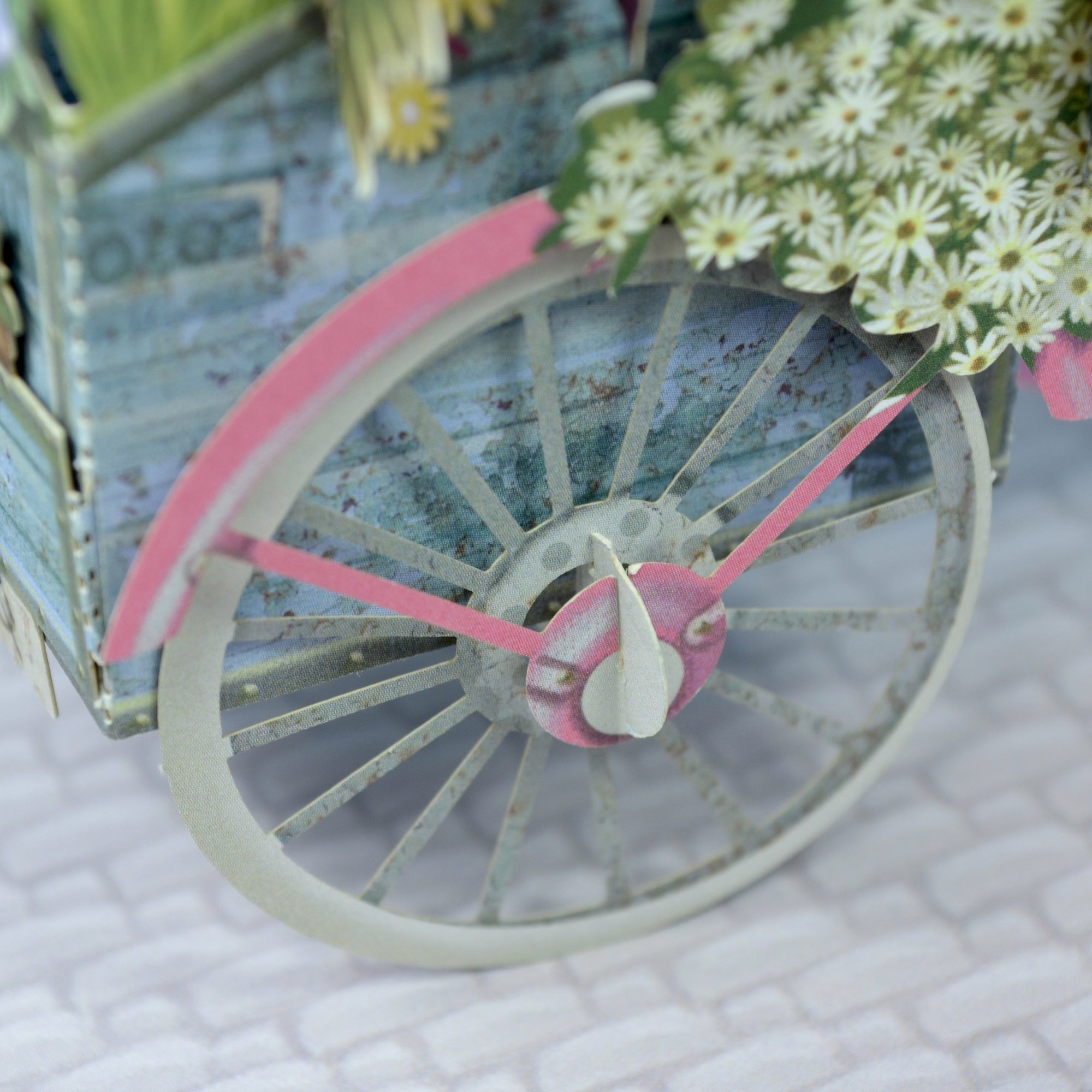 "The Flower Seller's PINK Bicycle" - 3D Pop Up Greetings Card