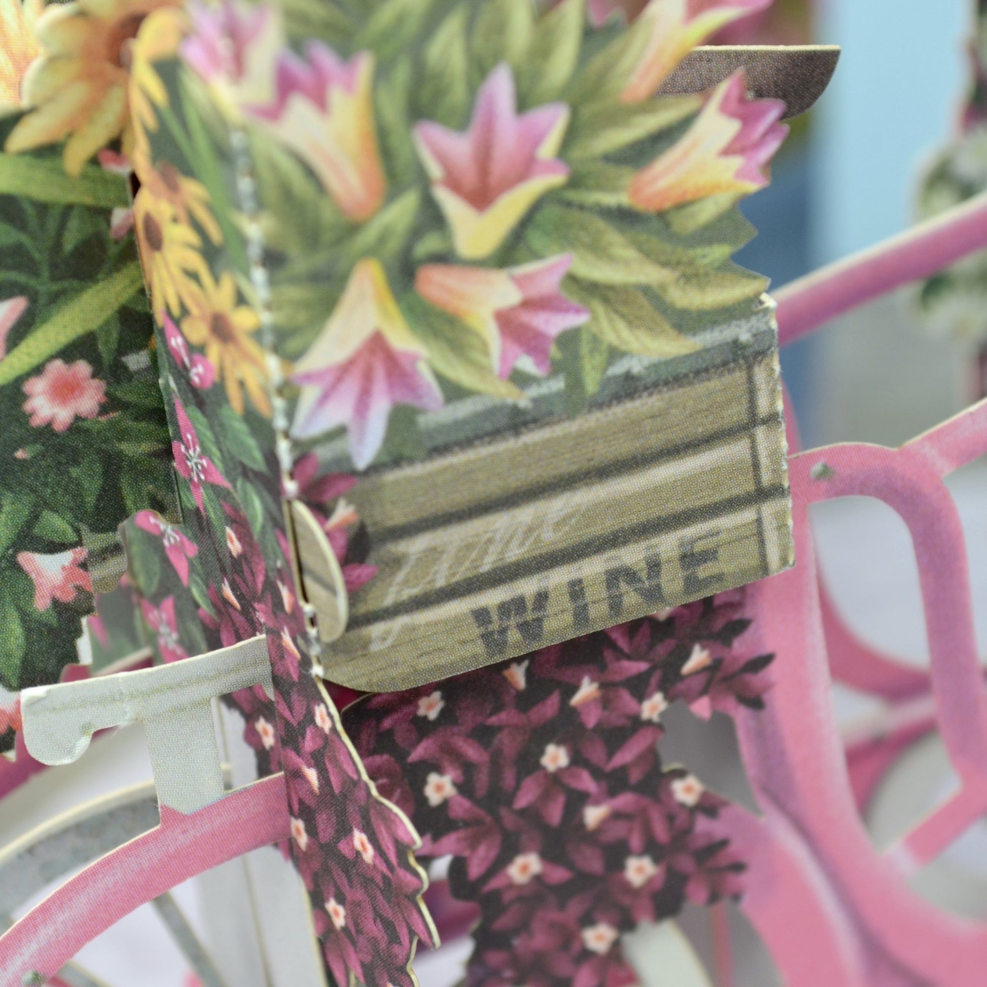"The Flower Seller's PINK Bicycle" - 3D Pop Up Greetings Card