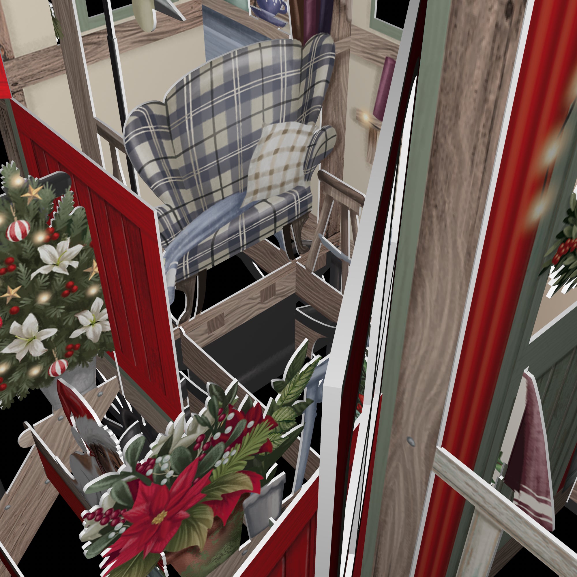 "Christmas Hut" - 3D Pop Up Christmas Card