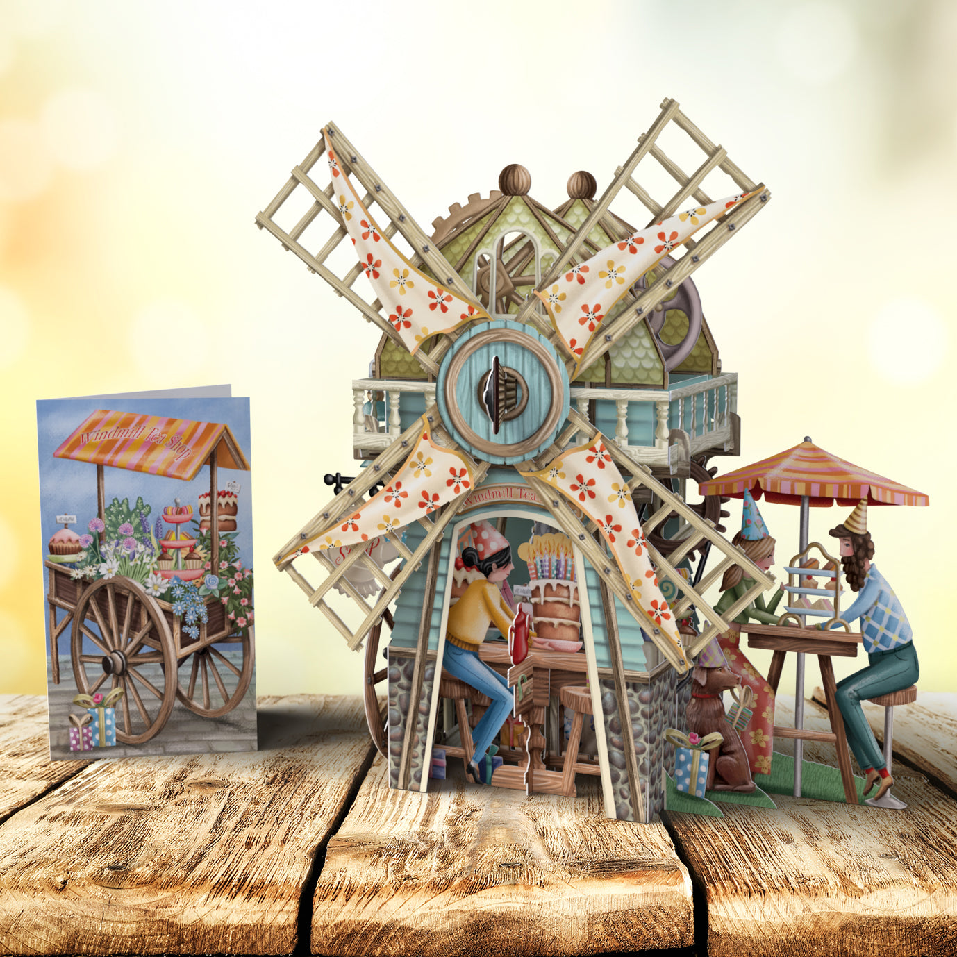 Me&McQ 3D Card Windmill Teashop Pop Up Card Winner of a Louie Award 2023