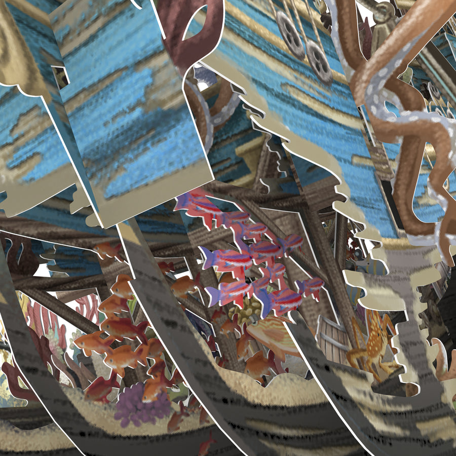 "Sunken Galleon" - 3D Pop Up Greetings Card