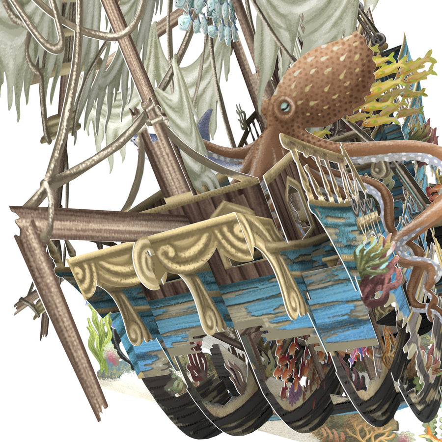"Sunken Galleon" - 3D Pop Up Greetings Card