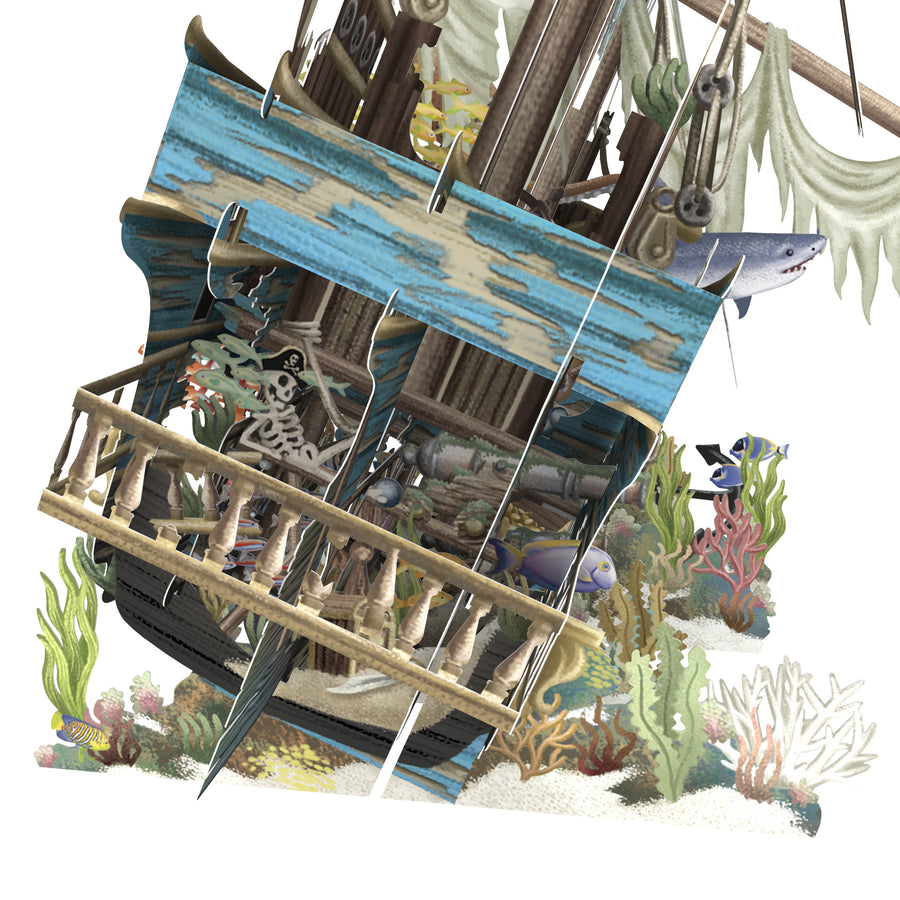 "Sunken Galleon" - 3D Pop Up Greetings Card