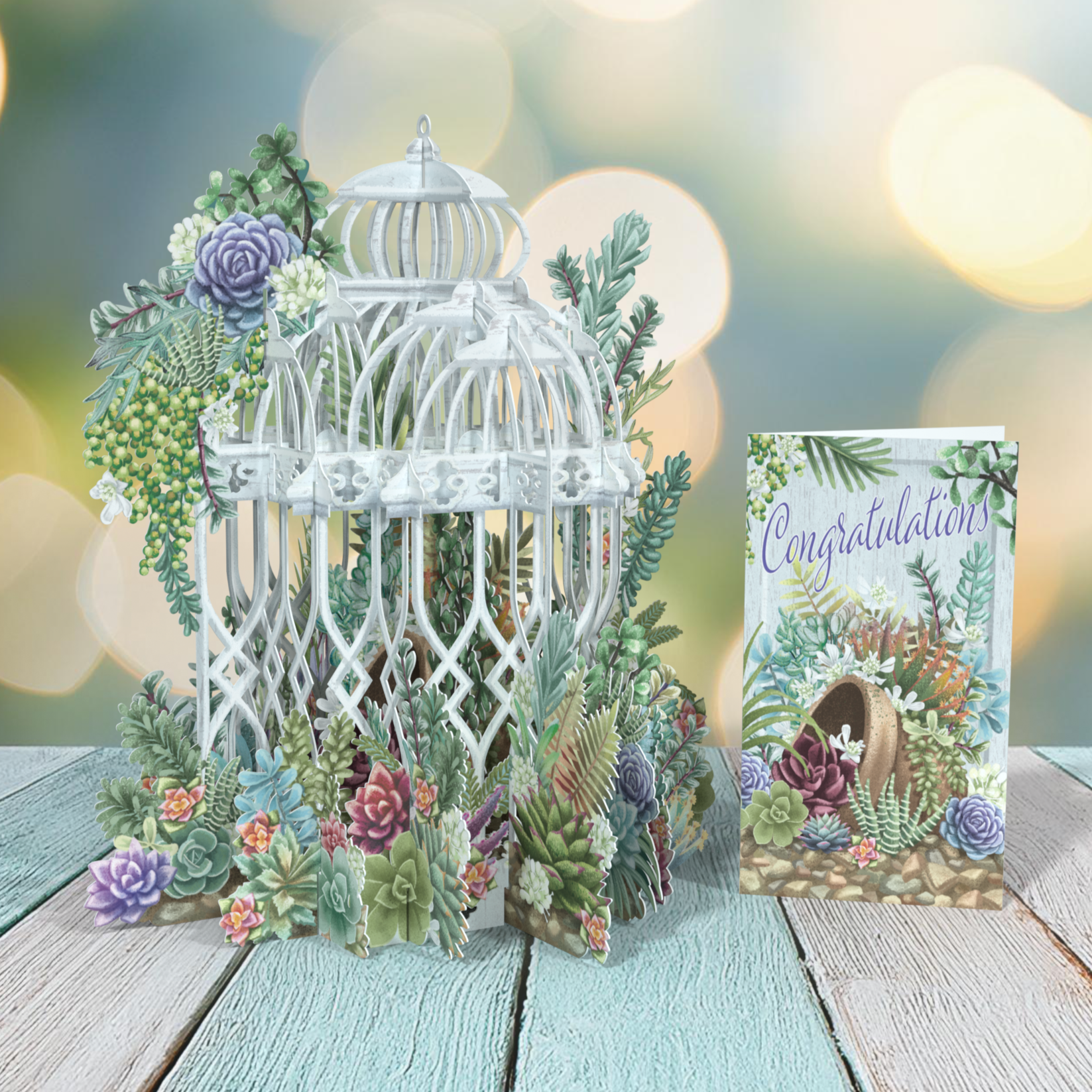 "Succulent Love" Congratulations- 3D Pop Up Greetings Card