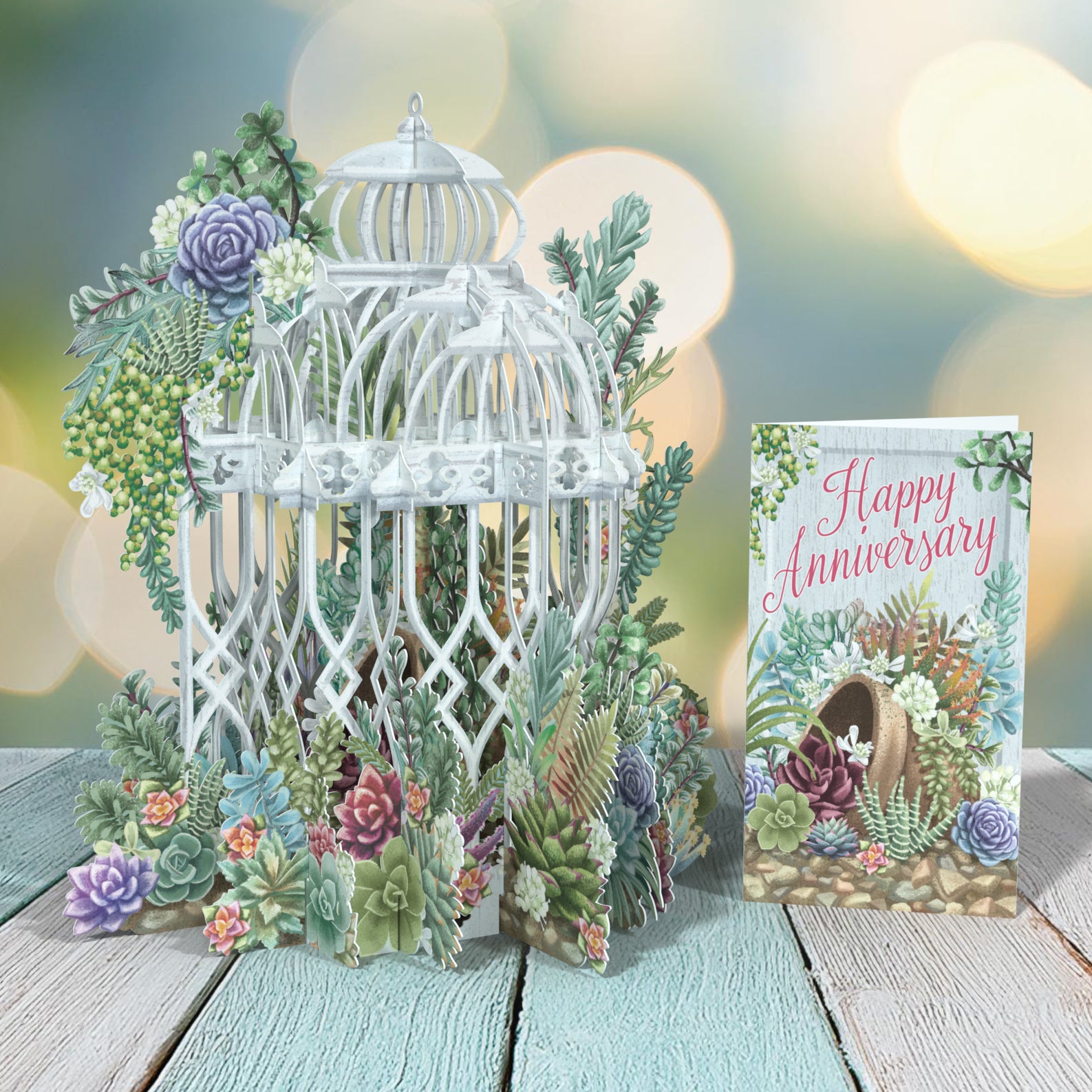 "Succulent Love" Happy Anniversary- 3D Pop Up Greetings Card