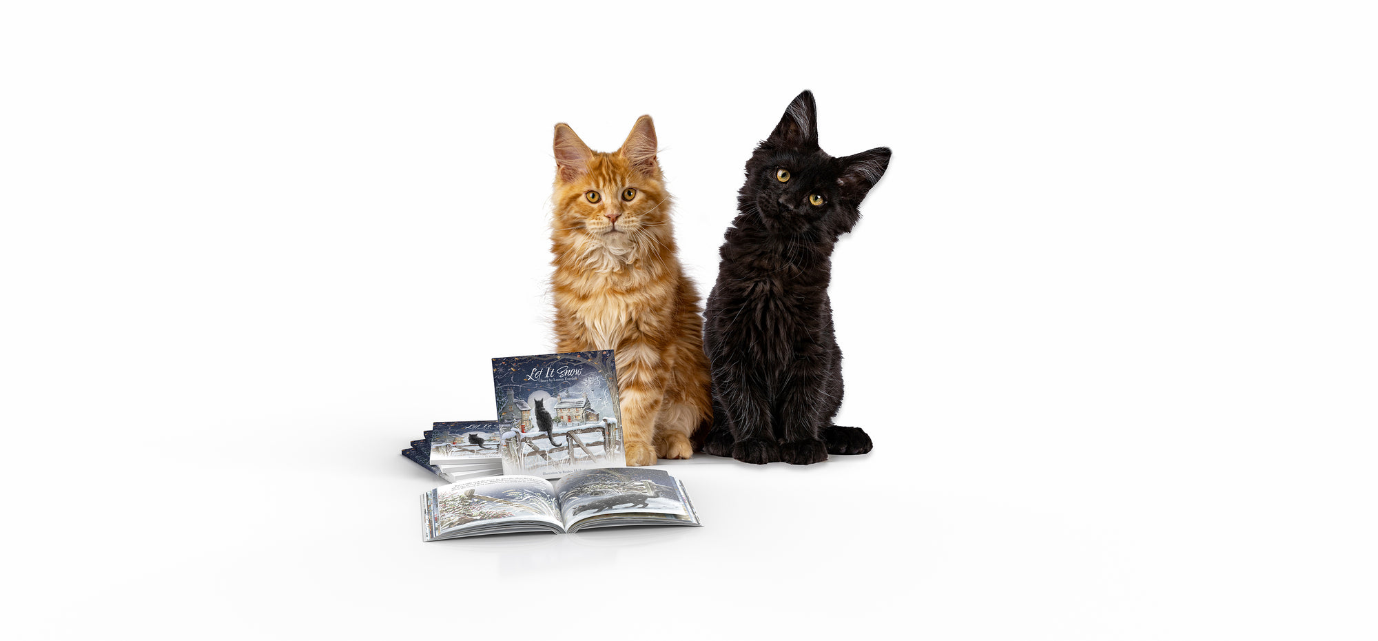 Two Cute Cats with their book Let It Snow