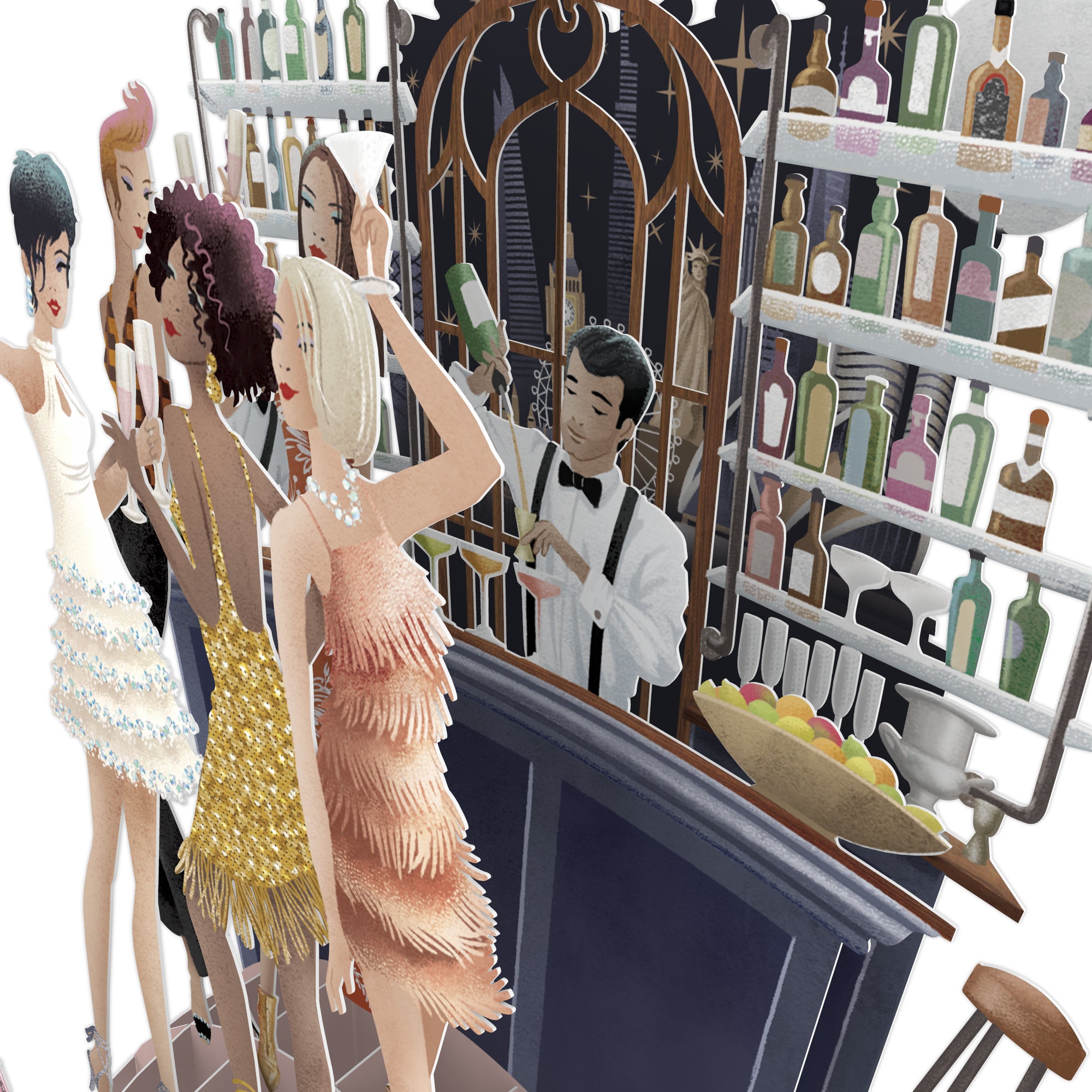 &quot;Champagne&quot; - Top of the World Pop Up Greetings Card