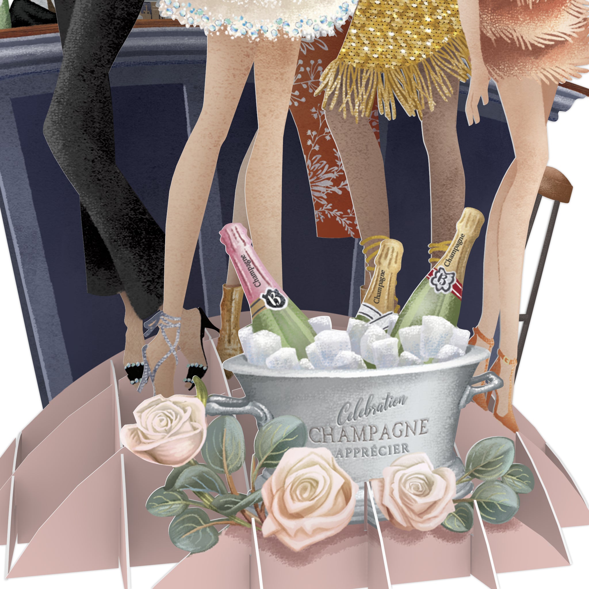 &quot;Champagne&quot; - Top of the World Pop Up Greetings Card
