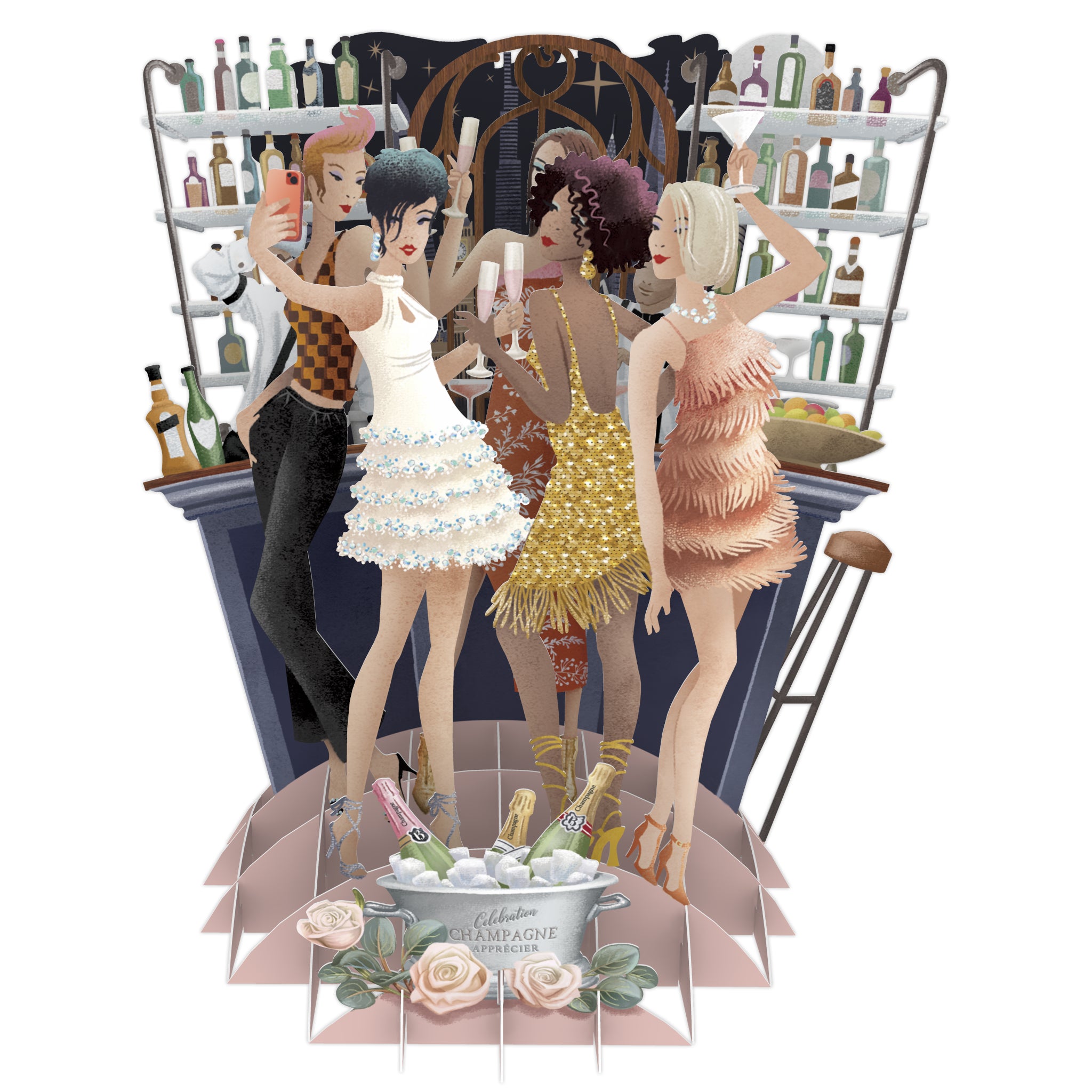 &quot;Champagne&quot; - Top of the World Pop Up Greetings Card