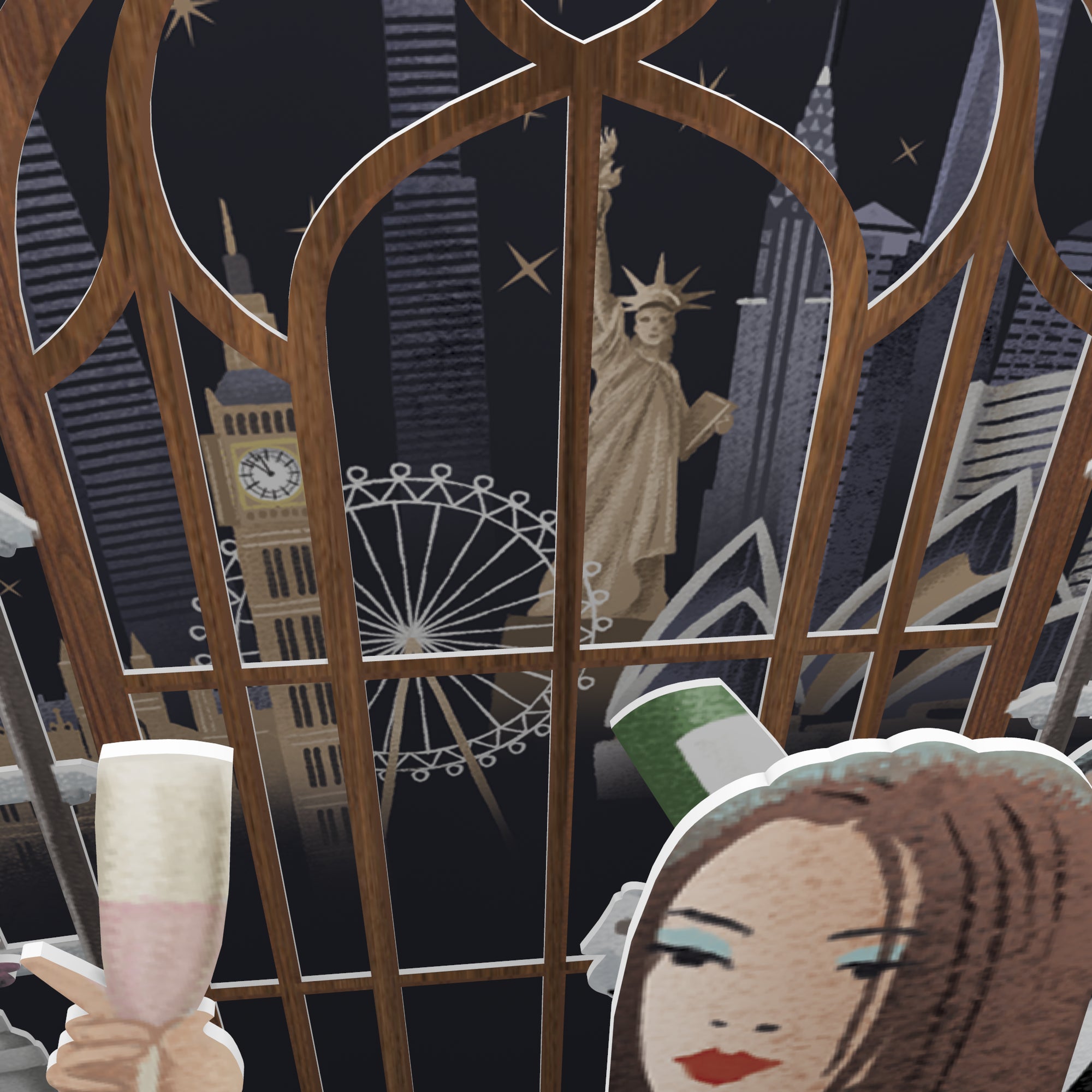 &quot;Champagne&quot; - Top of the World Pop Up Greetings Card