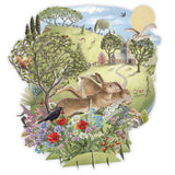 "Spring Hares" Top of the World Pop Up Greetings Card