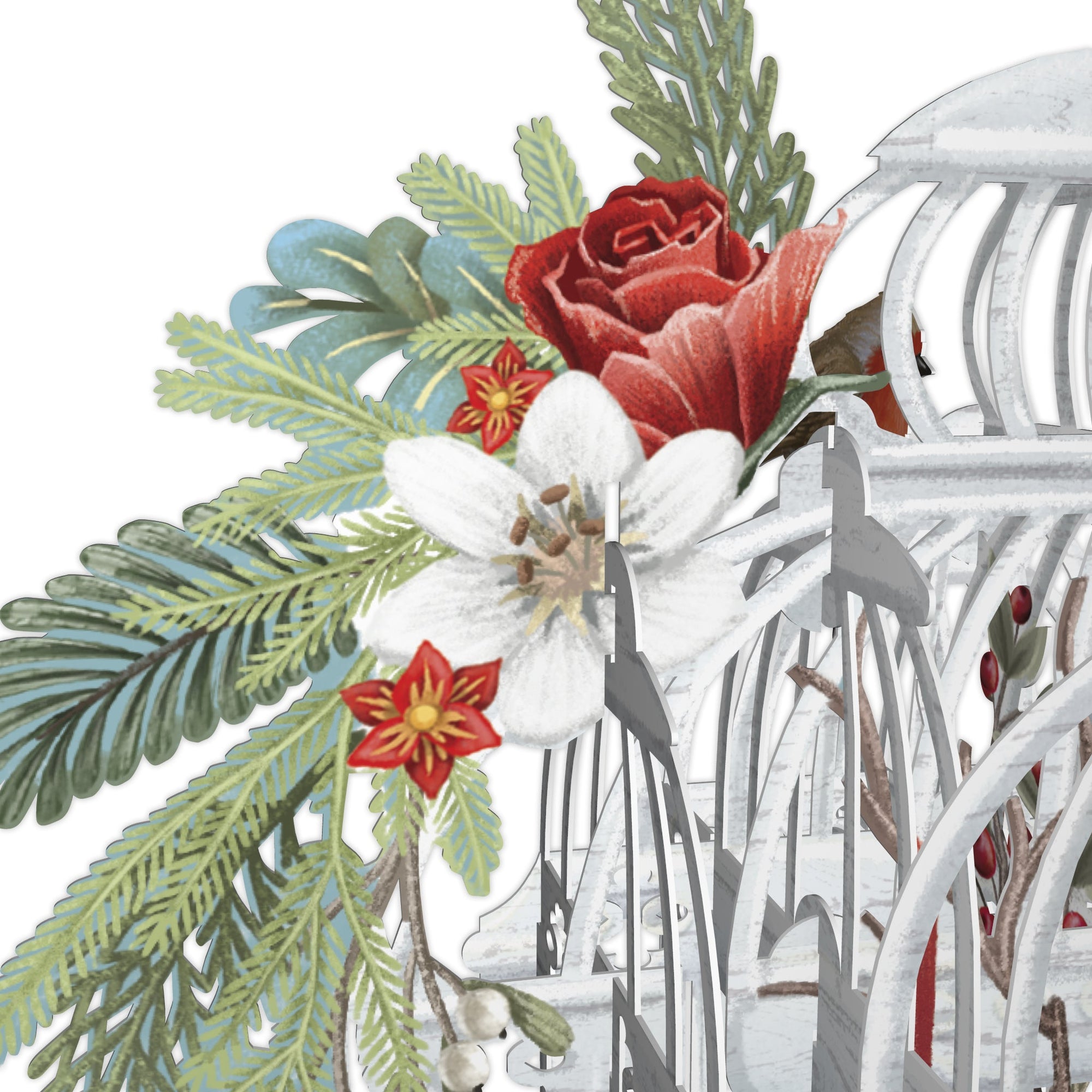 &quot;Christmas Flower Cage&quot; - 3D Pop Up Christmas Card