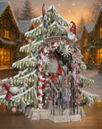 Decorative Christmas Pop Up Card with Santa's Grotto and snow-covered village houses.