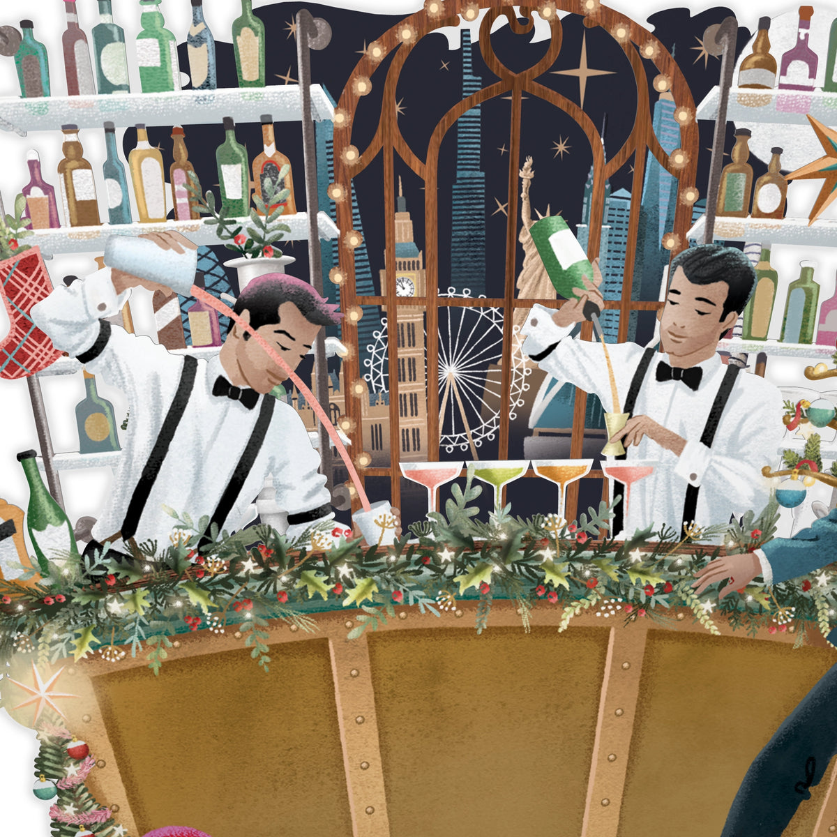 "Christmas Cocktails" - Top of the World Christmas Card