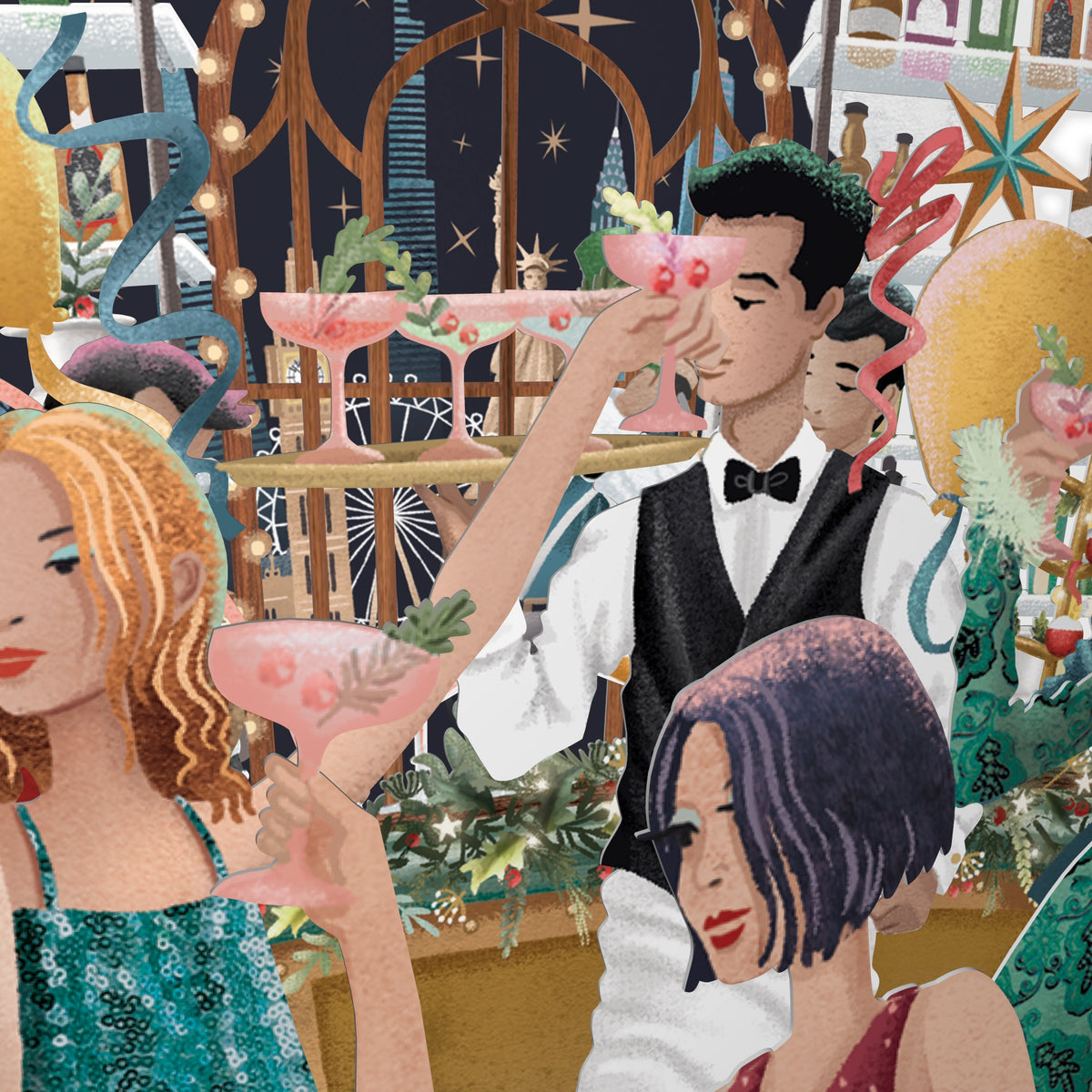 "Christmas Cocktails" - Top of the World Christmas Card