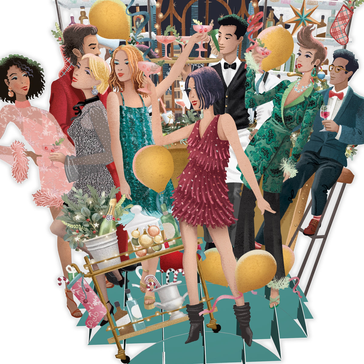 "Christmas Cocktails" - Top of the World Christmas Card