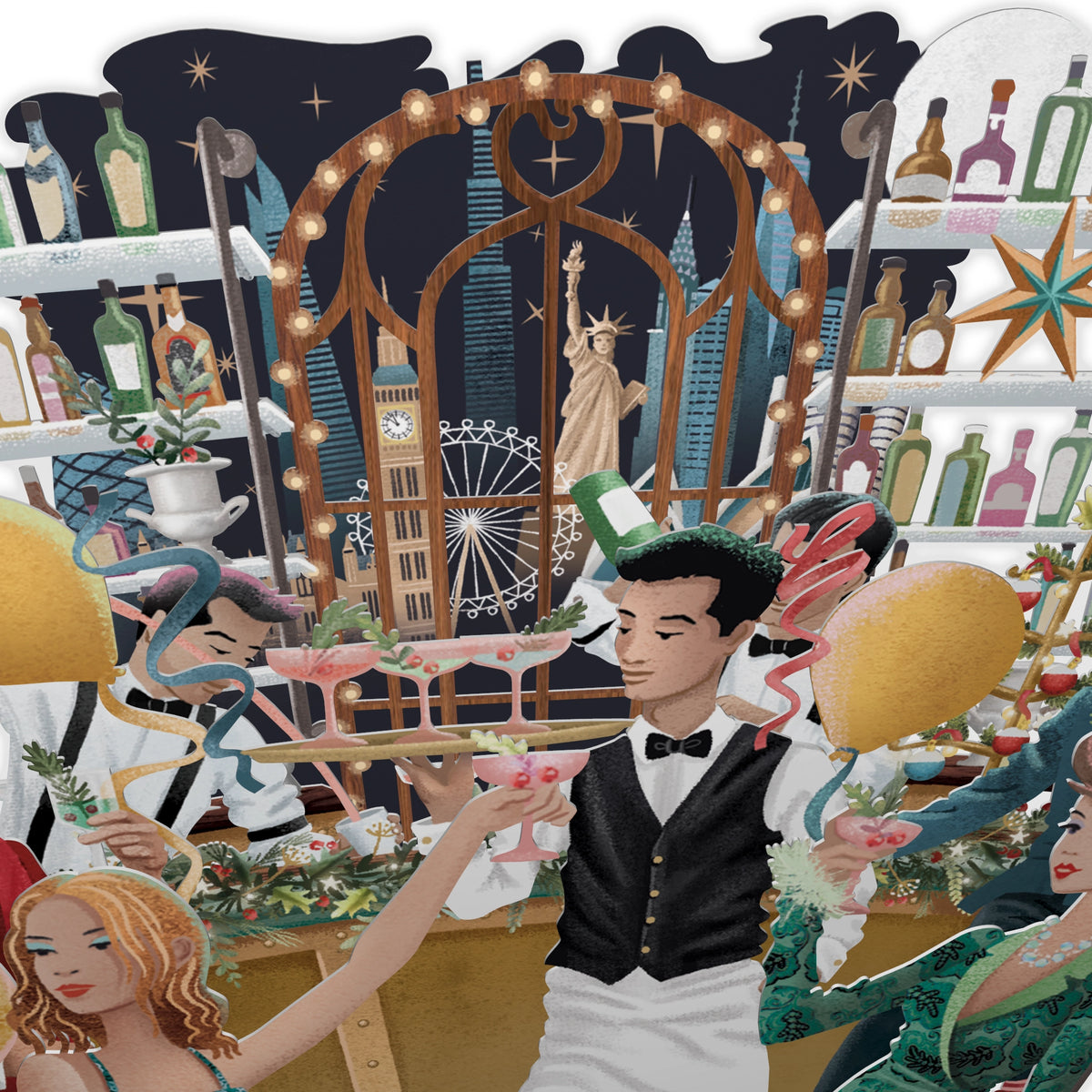 "Christmas Cocktails" - Top of the World Christmas Card