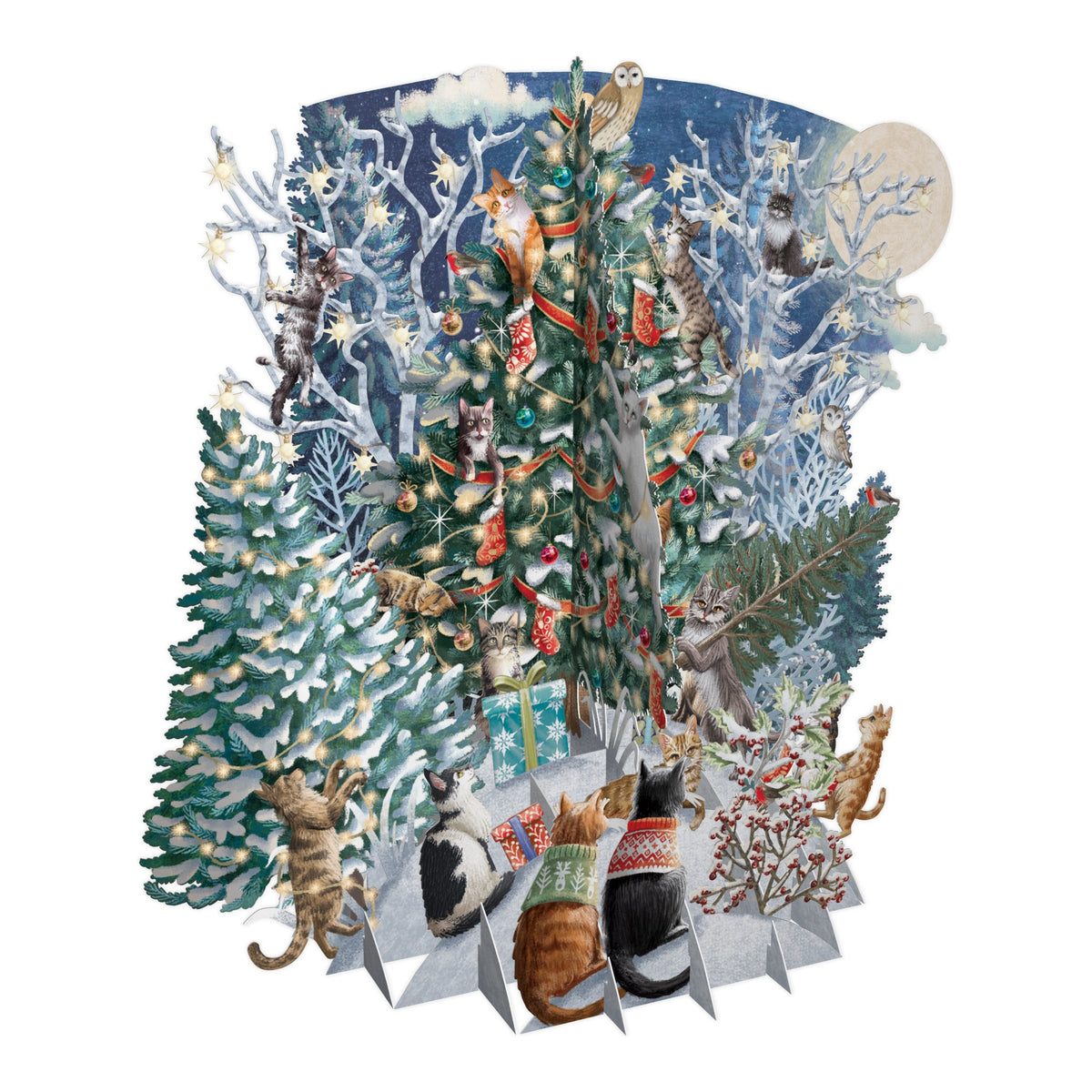"Cat's Christmas Tree" - Top of the World Christmas Card