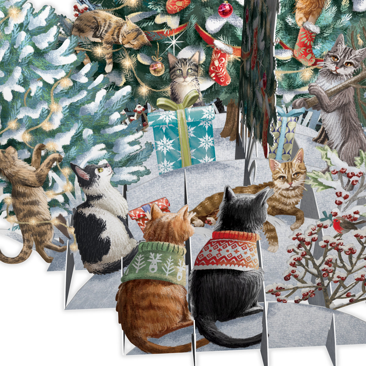 "Cat's Christmas Tree" - Top of the World Christmas Card