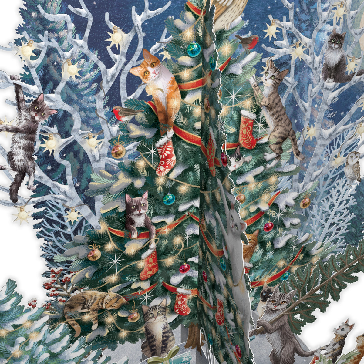 "Cat's Christmas Tree" - Top of the World Christmas Card
