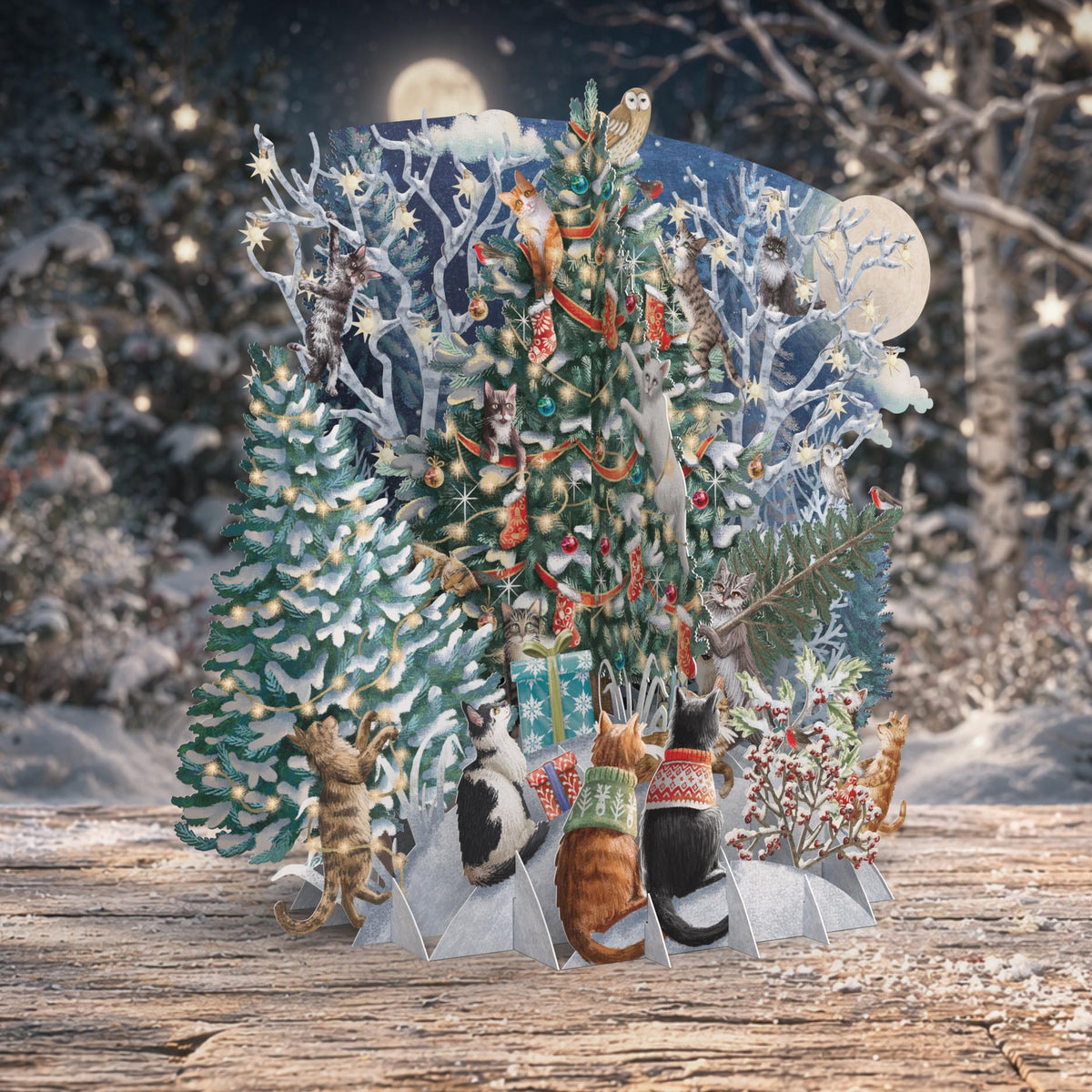"Cat's Christmas Tree" - Top of the World Christmas Card