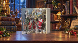 Cute mouse plays drum in front of Christmas Songs Pop Up cards