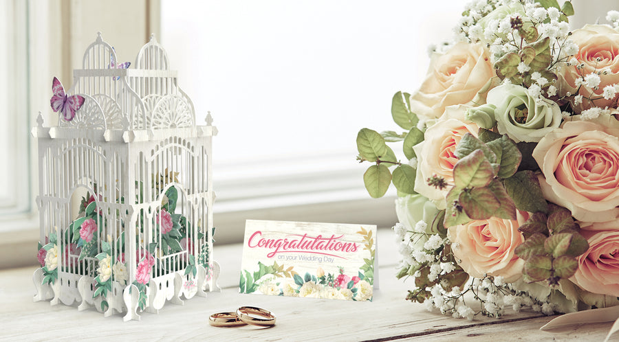 "Wedding Flower Cage" - 3D Pop Up Greetings Card
