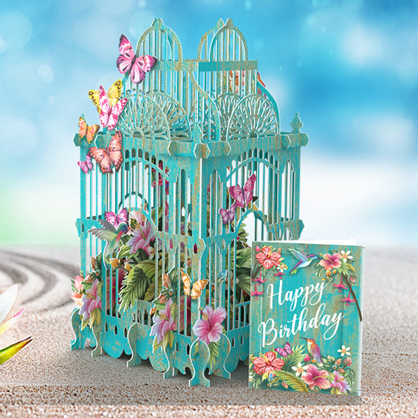 "The Tropical Cage" - 3D Pop Up Greetings Card