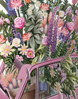 "The Pink Flower Car" - 3D Pop Up Greetings Card