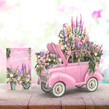 "Mother's Day Pink Flower Car" - 3D Pop Up Greetings Card