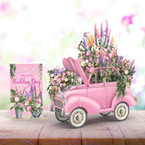 "The Pink Flower Car Wedding" - 3D Pop Up Greetings Card