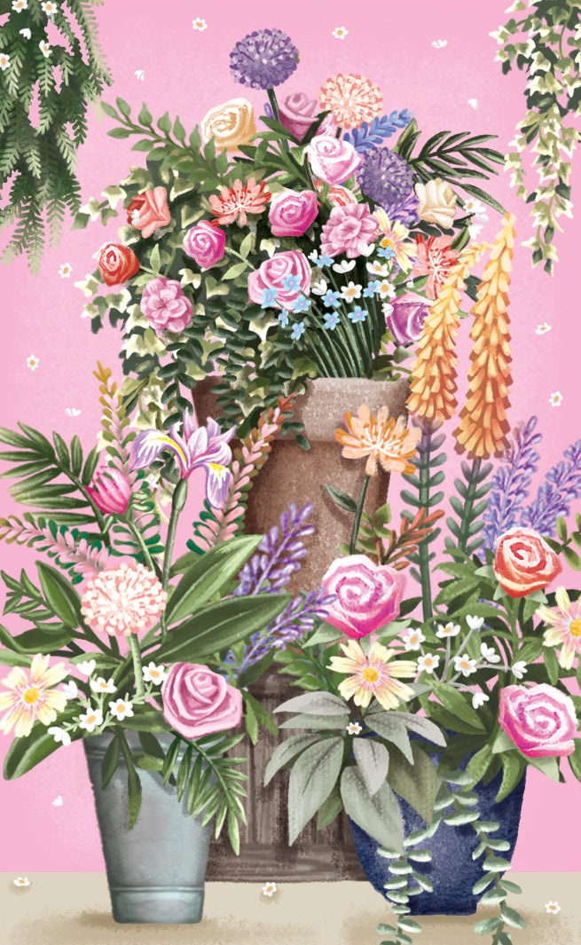 "The Pink Flower Car" - 3D Pop Up Greetings Card