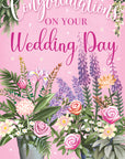 "The Pink Flower Car Wedding" - 3D Pop Up Greetings Card