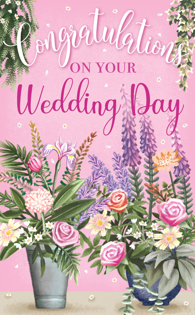 "The Pink Flower Car Wedding" - 3D Pop Up Greetings Card