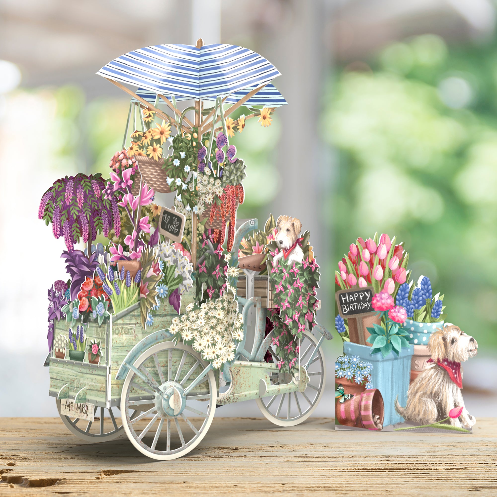 3D Pop Up Card Flower Seller's Bicycle 3D008