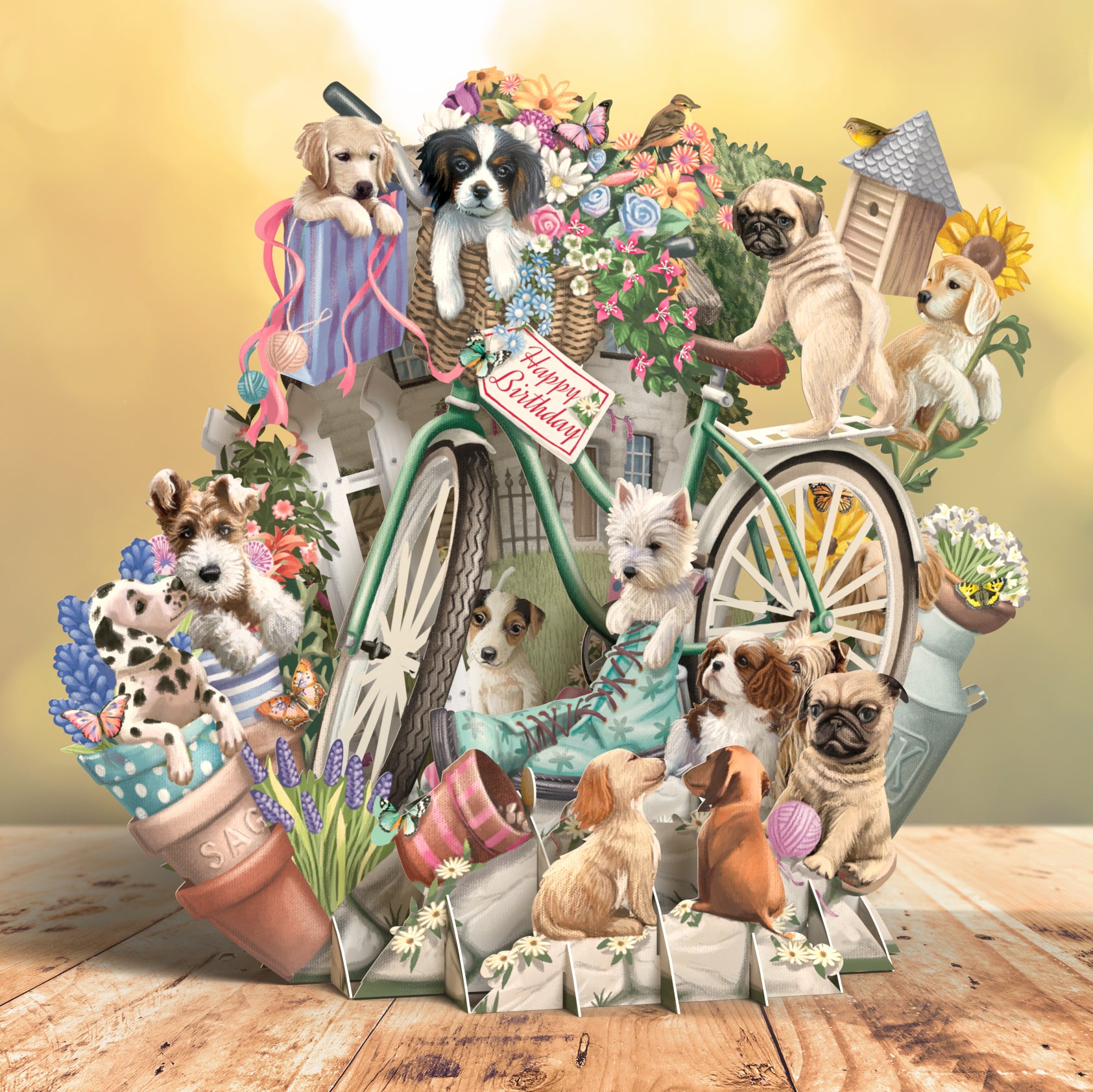 Me&McQ 3D Card Puppies Pop Up Card 